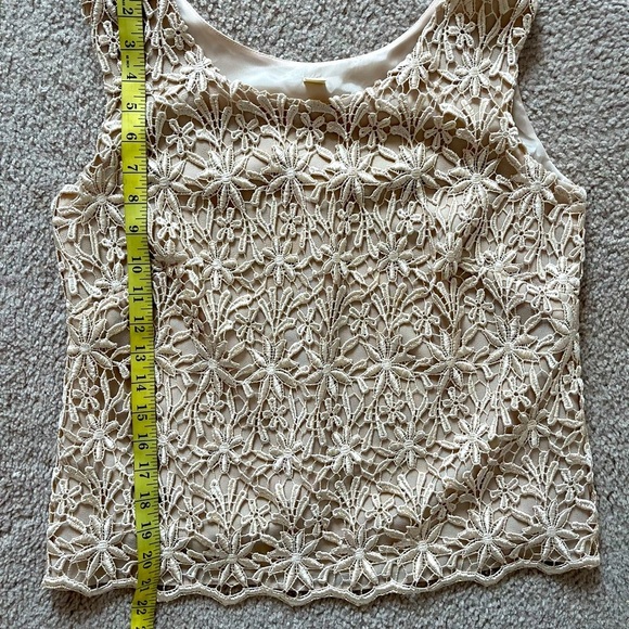 SOLD Embroidered Lace Overlay Chiffon Sleeveless Blouse Size 8P - Picture 10 of 11